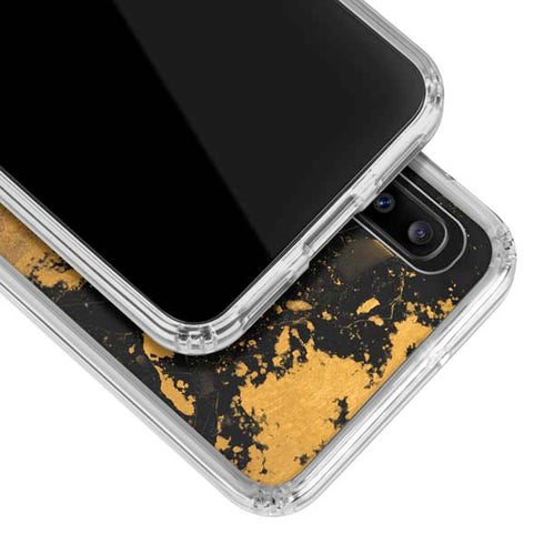 Black and Gold Scattered Marble Galaxy A20 Clear Case